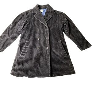 Vtg Anne Klein Navy Wide-Wale Corduroy Double Breasted Coat Quilted Lining‎